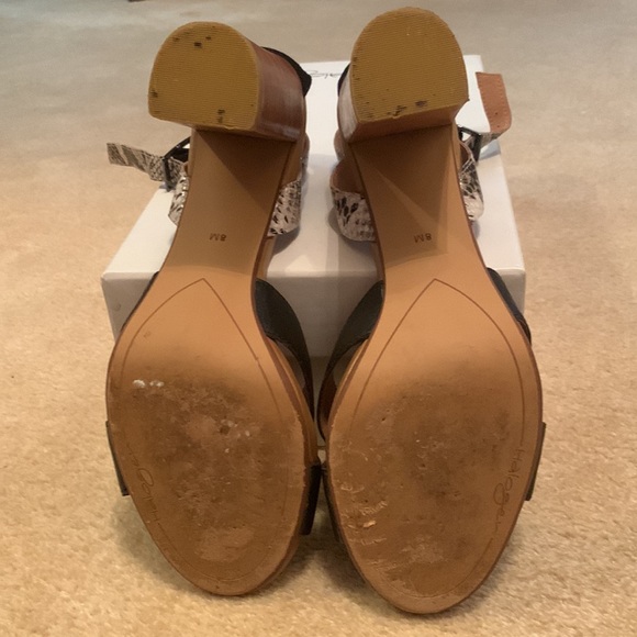 Halogen Hahaley-Lea Block Heel black leather with snake skin print straps - Picture 6 of 7